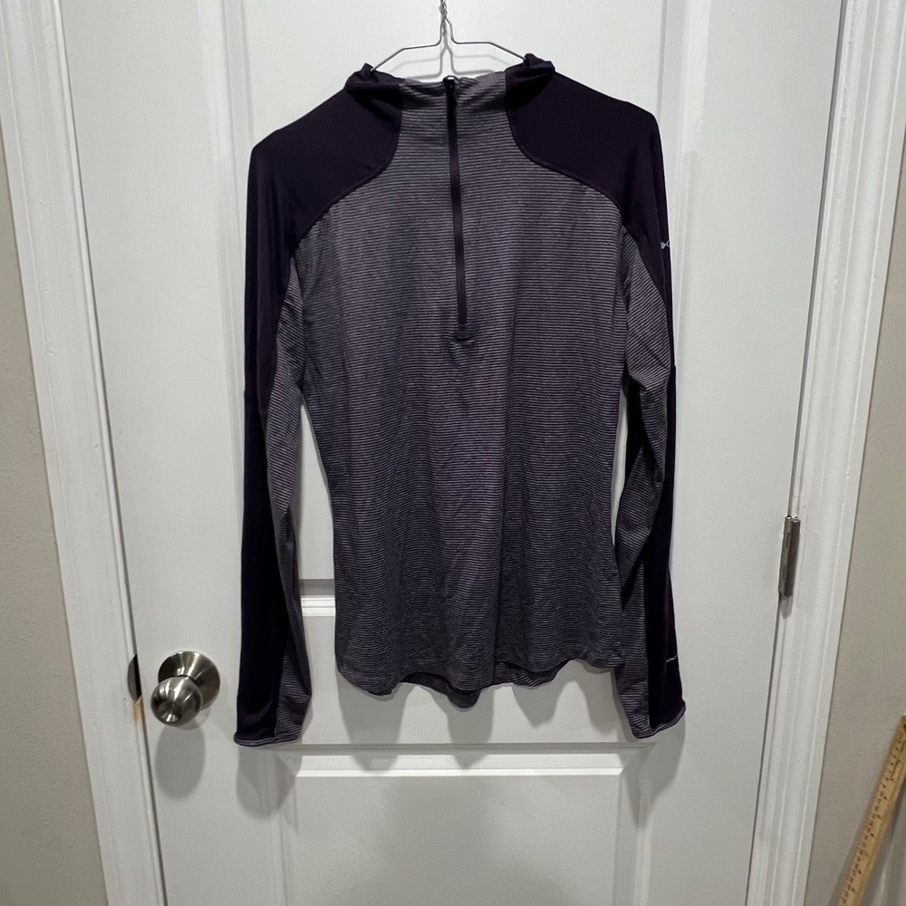 Columbia Womens Quarter Zip Omni-Wick Striped Top Purple M